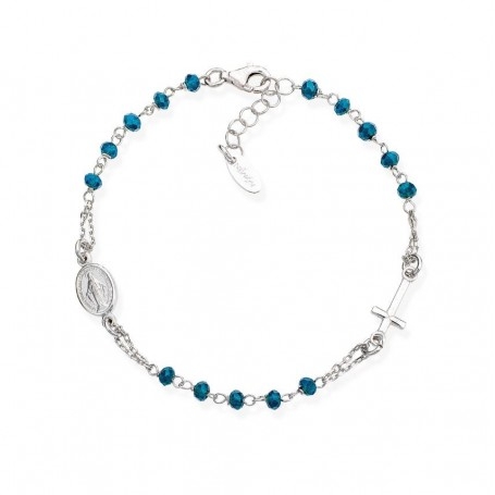 Bracciale Amen Unisex Rosario Con Cristalli Blu