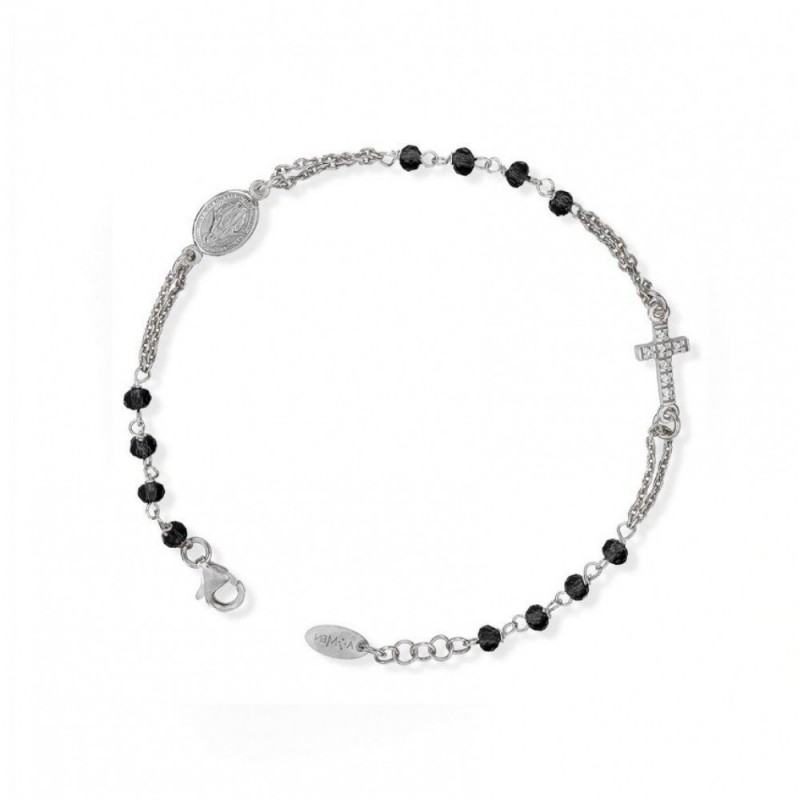 Bracciale Rosario in Argento Nero Amen