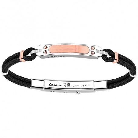 Bracciale Zancan in argento e oro rosa con cordino in kevlar nero