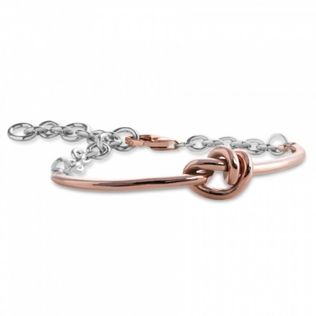 Bracciale Nodi d'Amore da donna semirigido Oro Rosa 9kt con catena in argento 925 