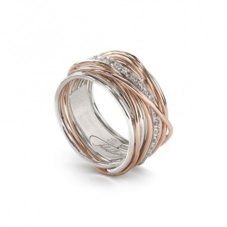 Rubinia Filodellavita Classic 13 Fili In Oro Rosa 9kt, Argento E 16 Diamanti Bianchi