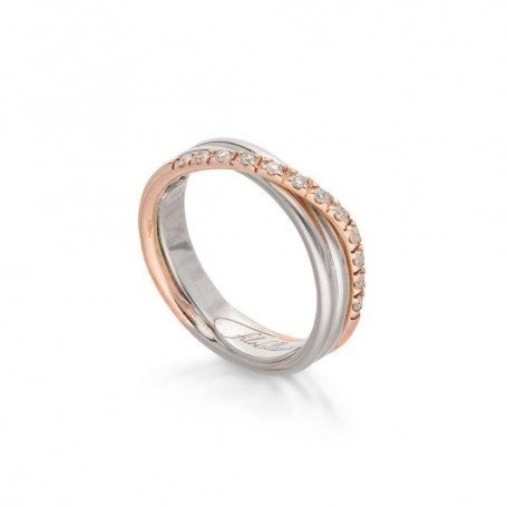 Rubinia Filodellavita Classic 3 Fili In Oro Rosa 9kt, Argento e Diamanti Bianchi