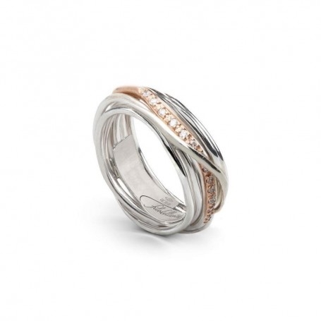 Rubinia Filodellavita Classic 7 Fili In Argento, Oro Rosa 9kt E 16 Diamanti Bianchi