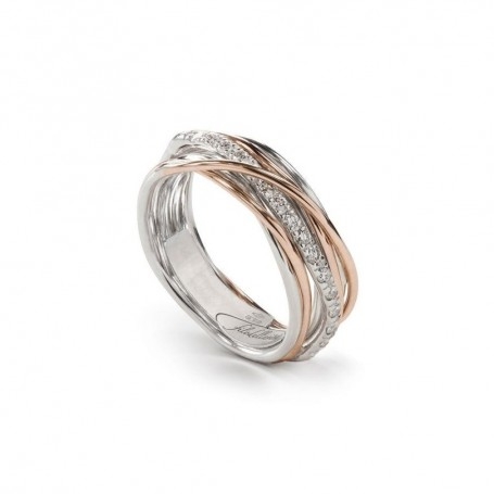 Rubinia Filodellavita Classic 7 Fili In Oro Rosa 9kt, Argento E Diamanti Bianchi