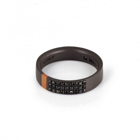 Anello ManoJ Titanio E Diamanti Neri