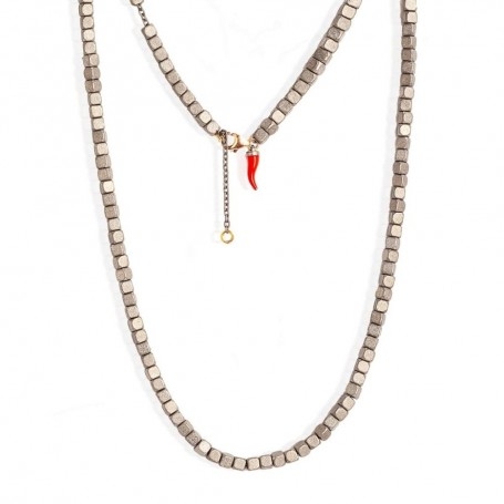 Collana ManoJ Titanio Con Corno Smaltato