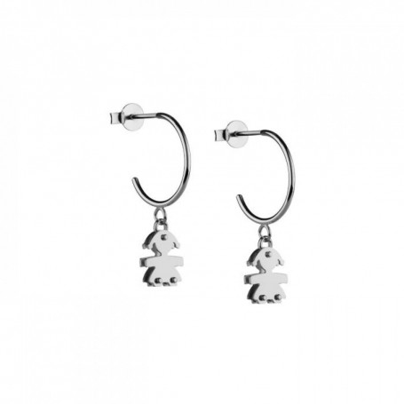 ORECCHINI A CERCHIETTO CON SAGOMA BIMBA IN ORO BIANCO 9KT