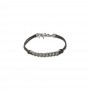 Bracciale ManoJ In Titanio e Diamanti Neri Con Cordino Marrone