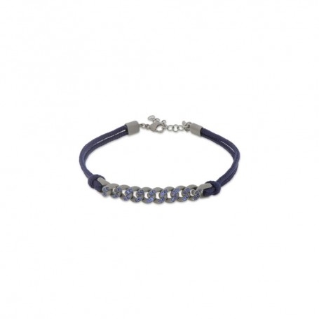 Bracciale ManoJ In Titanio e Zaffiri Blu Con Cordino Blu