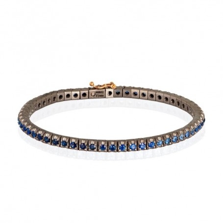 Bracciale Tennis In Titanio Manoj Con Zaffiri Blu