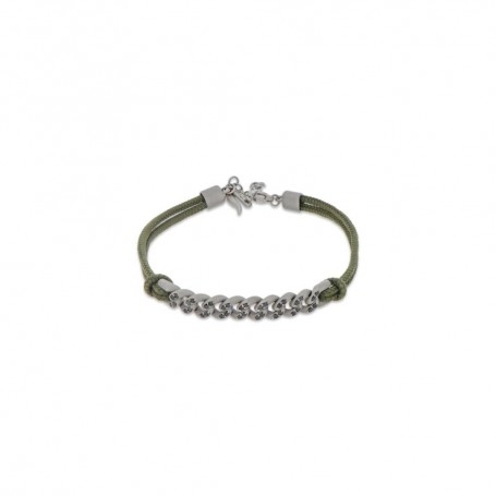 Bracciale ManoJ In Titanio e Diamanti Neri Con Cordino Verde