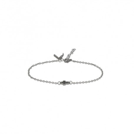 Bracciale In Titanio Con Croce e Diamanti Neri